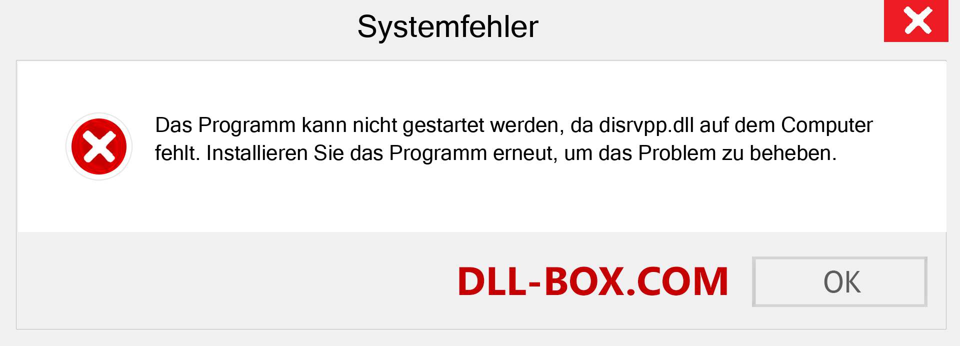 disrvpp.dll-Datei fehlt?. Download für Windows 7, 8, 10 - Fix disrvpp dll Missing Error unter Windows, Fotos, Bildern